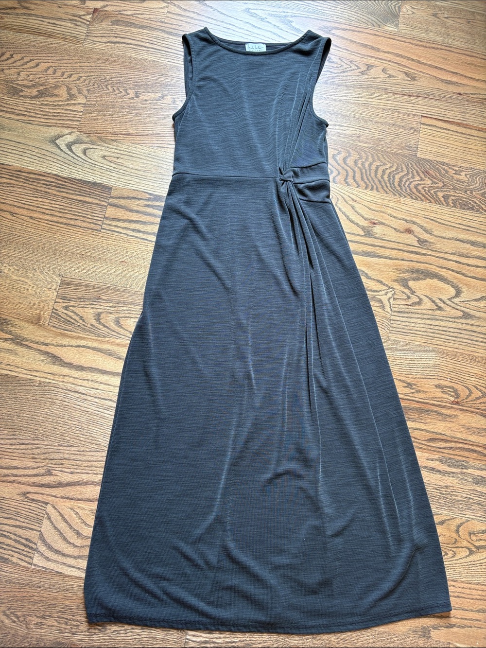 Nicole Miller Black Sleeveless Maxi Dress with Side Twist, S